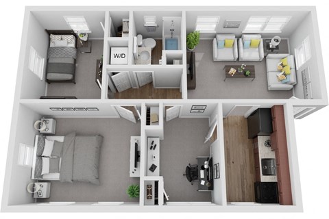 Floor plan for 2 beds, 1 bath, 900 sqft